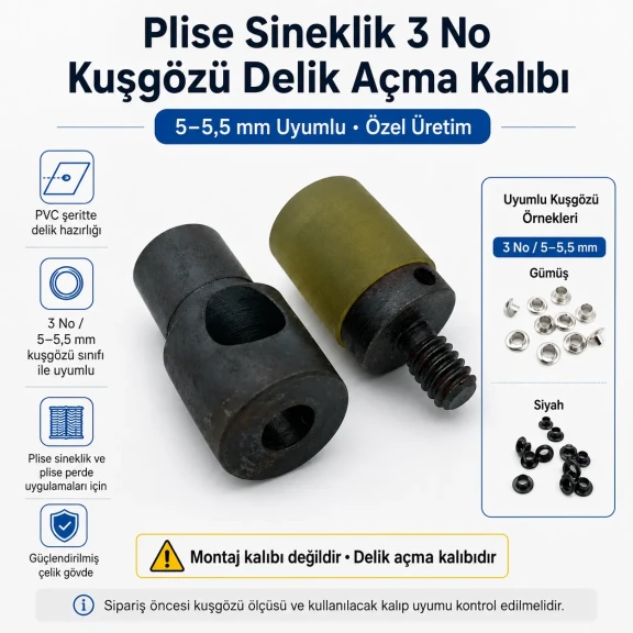 Custom 5 mm hole-punch die for pleated screen eyelets, suitable for fabric, leather, and wood preparation