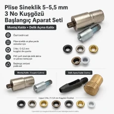 Pleated Screen Eyelet Setting and 5 mm / 0.197 in Hole-Punch Die Starter Set for 5–5.5 mm / 0.197–0.217 in Eyelets KLP00030SinSET