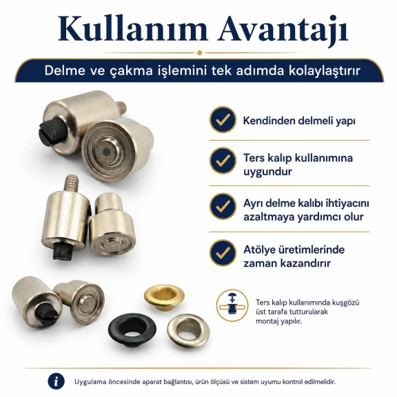 3 Nolu Kuşgözü Kalıbı 5 mm Kendinden Delmeli Ters Kuşgözü Çakma Kalıbı KLP0003D