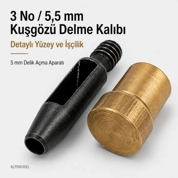 5 mm Eyelet Hole Punch Die for clean hole preparation in fabric, leather, and wood applications