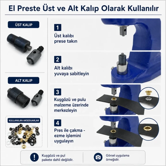 3 No Plise Sineklik Kuşgözü Montaj Kalıbı 5–5,5 mm Özel Üretim Isıl İşlemli Çelik KLP0003Sin, çelik malzeme ile üretilmiş