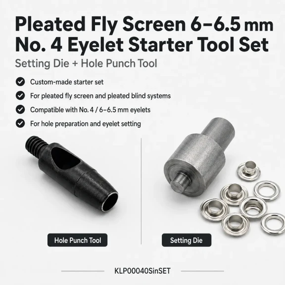 4 No 6 mm Plise Sineklik Kuşgözü Montaj ve 6 mm Delik Açma Kalıbı Başlangıç Seti, kumaş ve deri için ideal delik açma aparatı