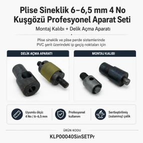 4 No / 6–6,5 mm Plise Sineklik Kuşgözü Delme ve Montaj Kalıbı Profesyonel Seti KLP00040SinSETPr