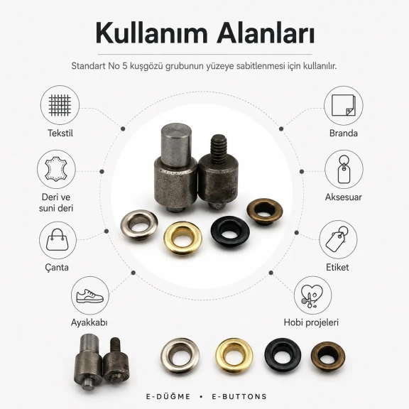 5 No Kuşgözü Kalıbı 8 mm - 8,5 mm Arası Kuşgözü Çakma Aparatı KLP0005