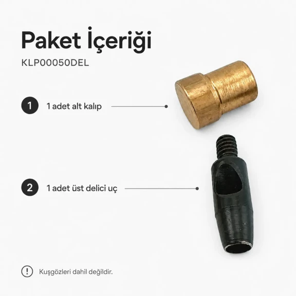5 No kuşgözü delme kalıbı KLP00050DEL, 8-8,5 mm iç çap, metal yapıda, tekstil ve deri ürünleri için montaj aparatı