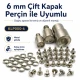 0 Çift Kapaklı Perçin Montaj Aparatı - 6 mm Perçin Çakma Kalıbı KLP000CFT-6, güçlendirilmiş çelikten üretilmiştir, perçin