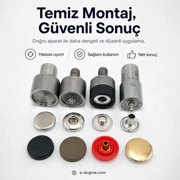 12,5 mm Plastik Kapaklı Çıtçıt Çakma Kalıbı, metal ve plastik malzemeden üretilmiştir, montaj için ideal çözüm