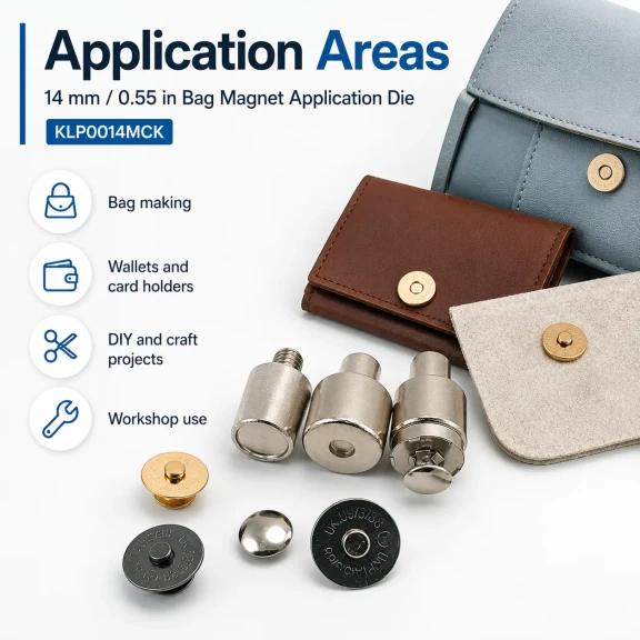 Magnetic Bag Snap Setting Die for 14 mm / 0.55 in Double-Prong Bag Snaps, Durable Metal Construction for Accurate