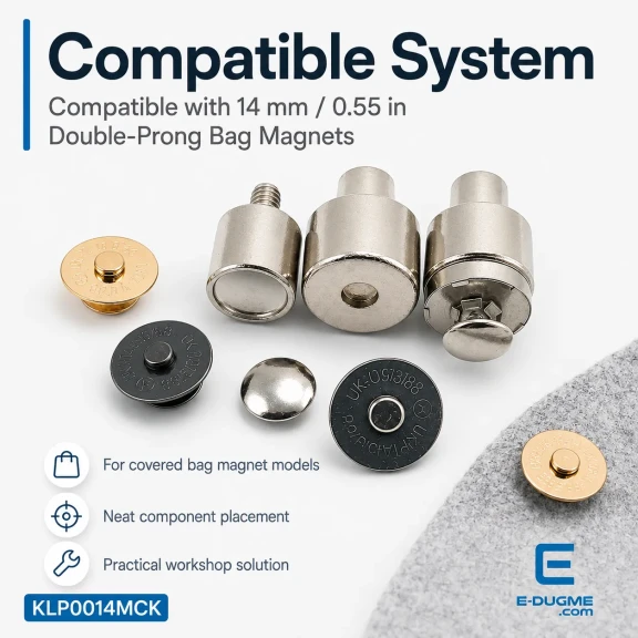 Magnetic Bag Snap Setting Die for 14 mm / 0.55 in Double-Prong Bag Snaps, Durable Metal Construction for Accurate