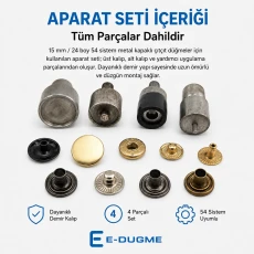 15 mm Çıtçıt Düğme 54 Sistem Metal Kapaklı Uygulama Aparatı - Çakma Kalıbı KLP0015