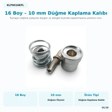 16 Boy 10 mm Kumaş Kaplama Düğme Aparatı KLP0016KPL