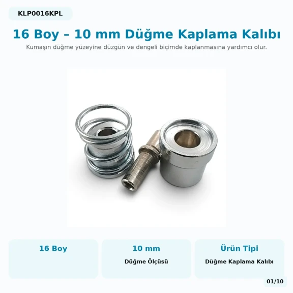 16 Boy 10 mm kumaş kaplama düğme aparatı