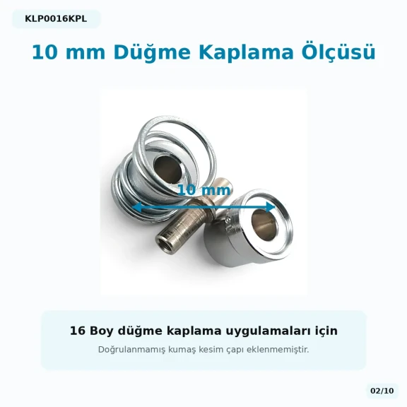 16 Boy 10 mm kumaş kaplama düğme aparatı