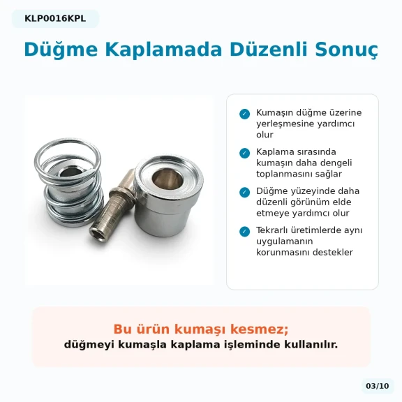 16 Boy 10 mm kumaş kaplama düğme aparatı
