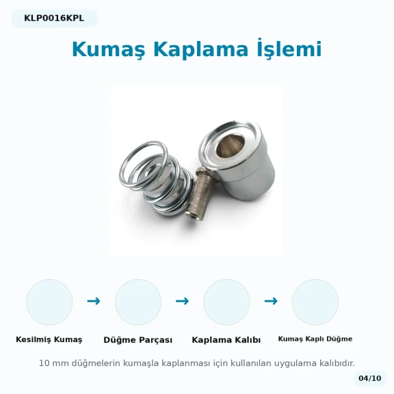 16 Boy 10 mm kumaş kaplama düğme aparatı