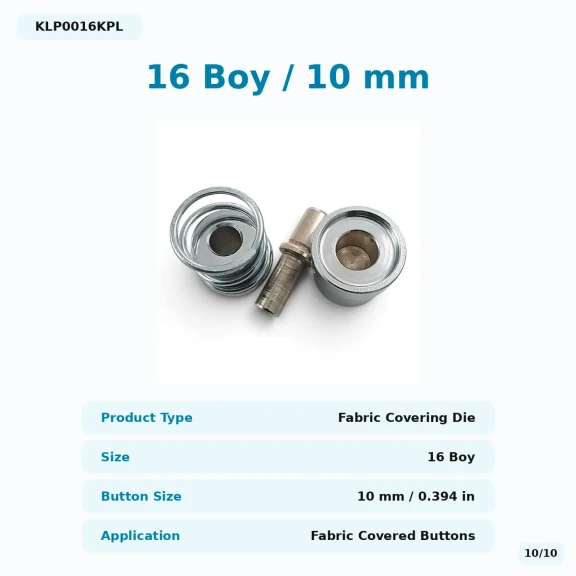 16 Boy 10 mm kumaş kaplama düğme aparatı