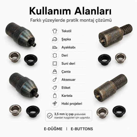 17 No Kuşgözü Kalıbı - 3,5 mm Kuşgözü Çakma Aparatı, 7 mm dış çap, 4 mm iç çap, montaj kalıbı
