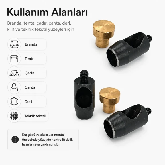 Delici Aparat Padova 17 mm, kuşgözü montajı için 17 mm çapında delik açma aparatı, deri, branda ve kumaş yüzeylerde