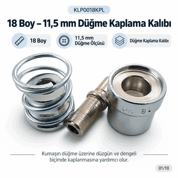 18 Boy 11,5 mm kumaş kaplama düğme kalıbı