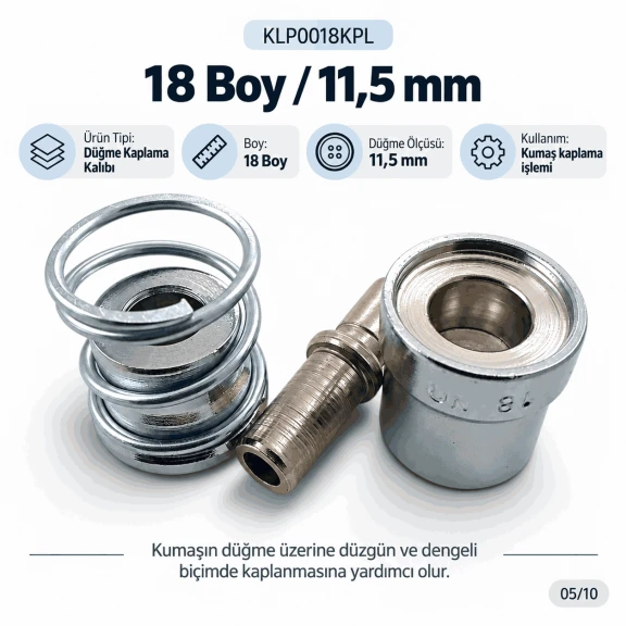 18 Boy 11,5 mm kumaş kaplama düğme kalıbı