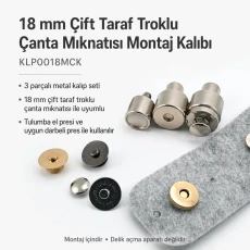 18 mm Çift Taraf Troklu Çanta Mıknatısı Montaj Kalıbı KLP0018MCK