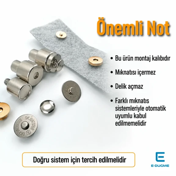 18 mm Tek Taraf Troklu Çanta Mıknatısı Montaj Kalıbı KLP0018MTK, metal yapı ile çanta ve aksesuar üretiminde hatasız montaj