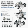 20 Boy 12,5 mm Kumaş Kaplama Düğme Aparatı – Alttan Dikme ve Çıtçıt Kapağı İçin KLP0020KPL