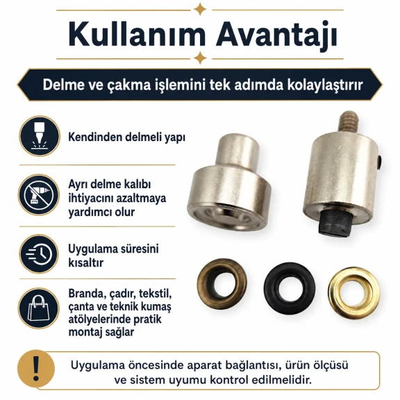 24 Kuşgözü Kalıbı 9,5 mm İç Çap Kendinden Delmeli Kuşgözü Çakma Kalıbı KLP0024D