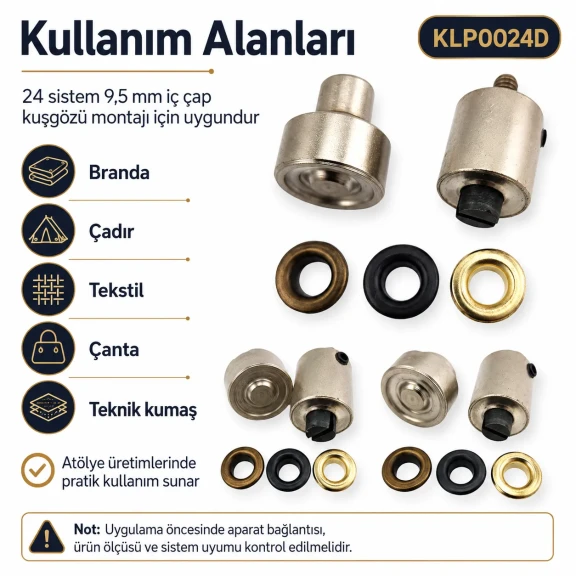 24 Kuşgözü Kalıbı 9,5 mm İç Çap Kendinden Delmeli Kuşgözü Çakma Kalıbı KLP0024D