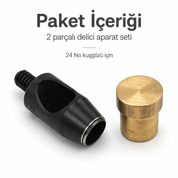 24 No Kuşgözü Delme Kalıbı - 9 mm Delik Açma Aparatı, kumaş, deri ve branda için ideal delik açma çözümü