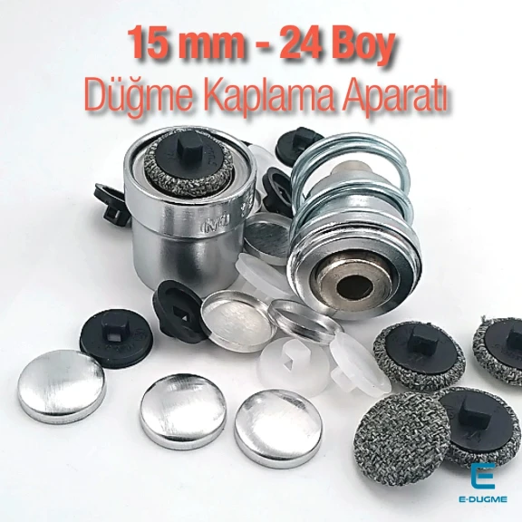 24 Boy - 15 mm Düğme Kaplama Aparatı Alttan Dikme – KLP0024KPL