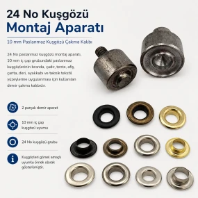 24 No Kuşgözü Montaj Aparatı - 10 mm Paslanmaz Kuşgözü Çakma Kalıbı KLP0024P