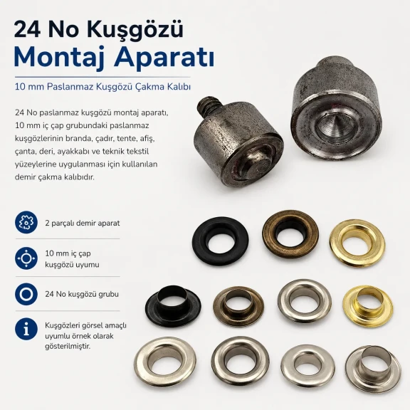Eyelet Setting Die for 10 mm Inner Diameter Stainless Steel Eyelets, suitable for tarpaulin, tent, and banner applications