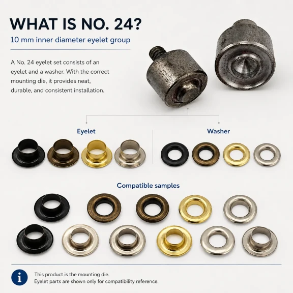 Eyelet Setting Die for 10 mm Inner Diameter Stainless Steel Eyelets, suitable for tarpaulin, tent, and banner applications