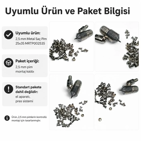 2,5 mm pim montaj kalıbı, yüksek kaliteli demir alaşım, 25x35 pimler için ergonomik tasarım