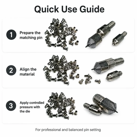 2.5 mm Pin Setting Die for 25x45 Pins, High-grade iron construction for leather crafting and industrial assembly