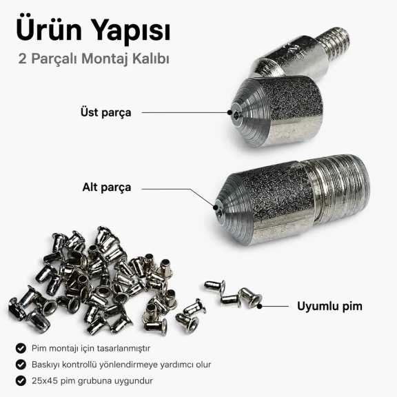 2.5 mm Pin Setting Die for 25x45 Pins, High-grade iron construction for leather crafting and industrial assembly