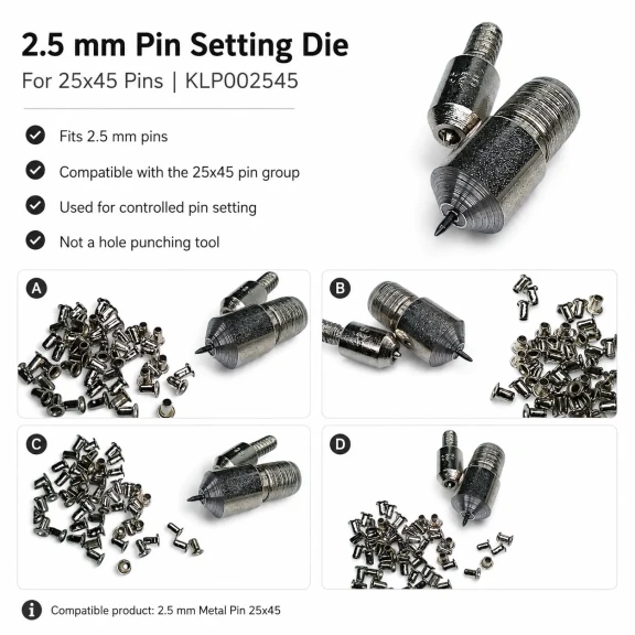 2.5 mm Pin Setting Die for 25x45 Pins, High-grade iron construction for leather crafting and industrial assembly