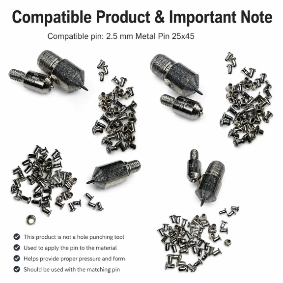 2.5 mm Pin Setting Die for 25x45 Pins, High-grade iron construction for leather crafting and industrial assembly