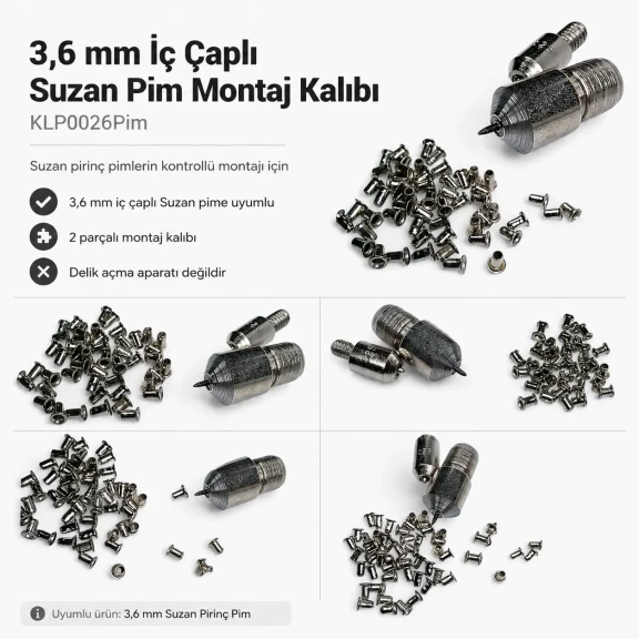 Pin Setting Die for 3.6 mm / 0.14 in Suzan Pins, made of durable PP material, ideal for precise fastening applications.