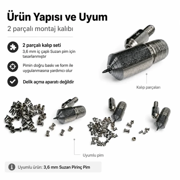 Pin Setting Die for 3.6 mm / 0.14 in Suzan Pins, made of durable PP material, ideal for precise fastening applications.