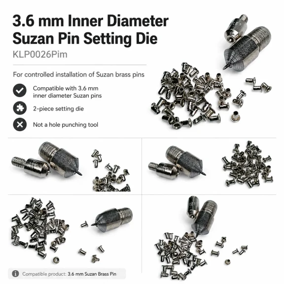 Pin Setting Die for 3.6 mm / 0.14 in Suzan Pins, made of durable PP material, ideal for precise fastening applications.