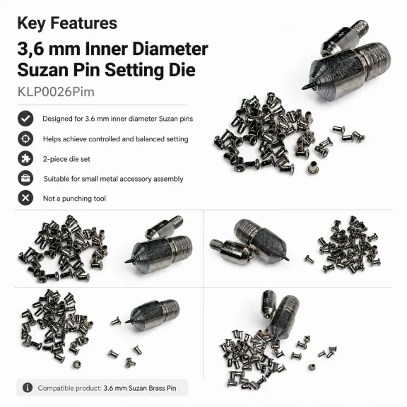 Pin Setting Die for 3.6 mm / 0.14 in Suzan Pins, made of durable PP material, ideal for precise fastening applications.