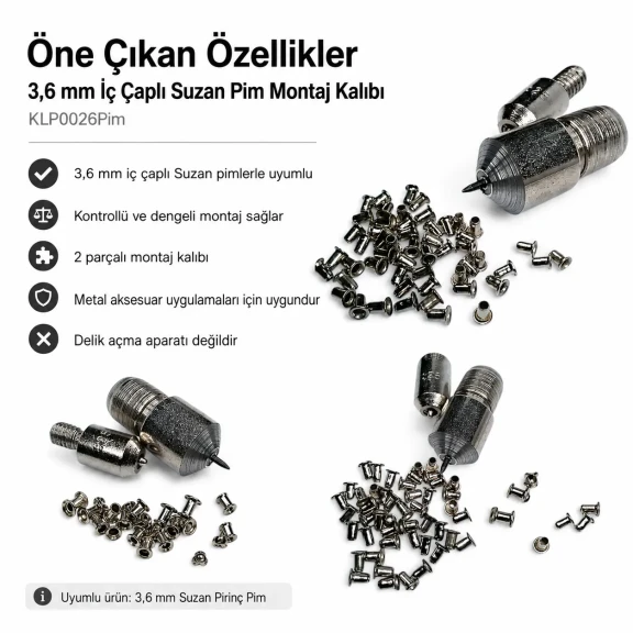 Pin Setting Die for 3.6 mm / 0.14 in Suzan Pins, made of durable PP material, ideal for precise fastening applications.