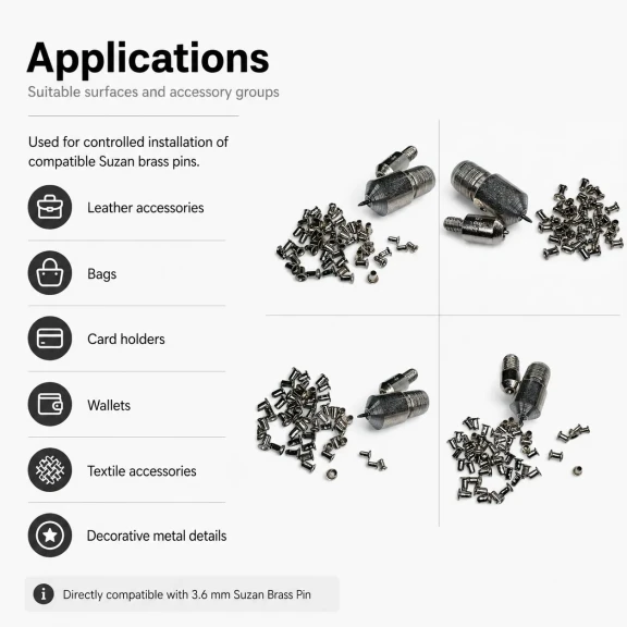 Pin Setting Die for 3.6 mm / 0.14 in Suzan Pins, made of durable PP material, ideal for precise fastening applications.