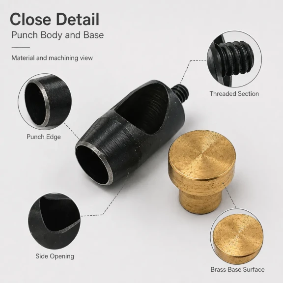 Eyelet Drilling Die 13 mm / 0.51 in KLP0028DEL for grommet installation in fabric, leather, and paper materials