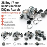 28 Boy 17 mm Kumaş Kaplama Düğme Aparatı – Alttan Dikme ve Çıtçıt Kapağı İçin KLP0028KPL