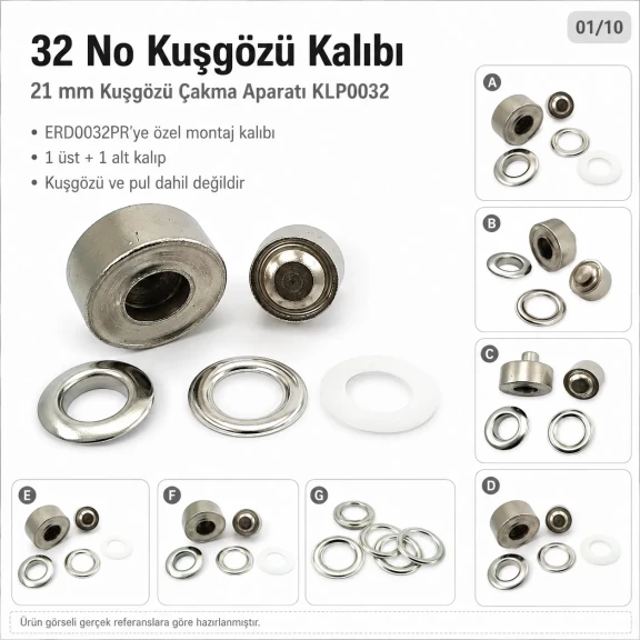 32 No Kuşgözü Kalıbı - 21 mm Kuşgözü Çakma Aparatı, 17 mm iç çap kuşgözlerinin montajı için ideal demir aparatı