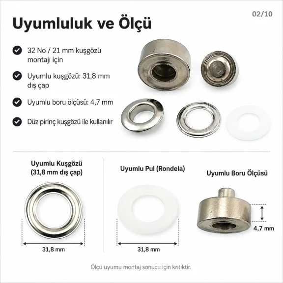 32 No Kuşgözü Kalıbı - 21 mm Kuşgözü Çakma Aparatı, 17 mm iç çap kuşgözlerinin montajı için ideal demir aparatı