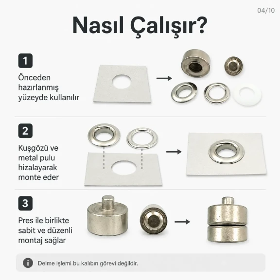 32 No Kuşgözü Kalıbı - 21 mm Kuşgözü Çakma Aparatı, 17 mm iç çap kuşgözlerinin montajı için ideal demir aparatı